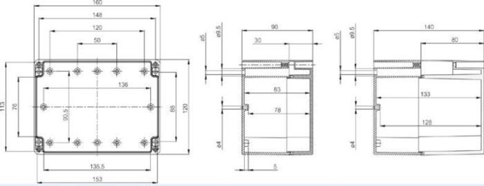 PCT 121614 plastic box; 120x160x140mm; polycarbonate; grey; transparent lid; IP66/67 - Image 2