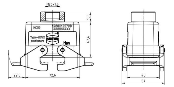 Quick connect connector; 10PIN; female; body; top; M20 - Image 2