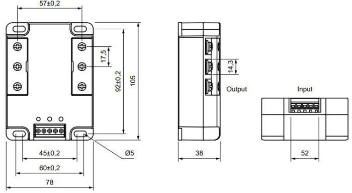 RSR62-48A25 semiconductor relay, 3-phase, input 90-280AC, output 24-530AC, 25A - Image 2