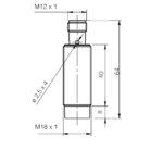 AK1/AP-4H induktiivandur; 10-30DC; Ø18mm; L=64mm (keere 40mm); "non-flush";  12mm; PNP; NO; M12 pistik; IP67 - pilt 2