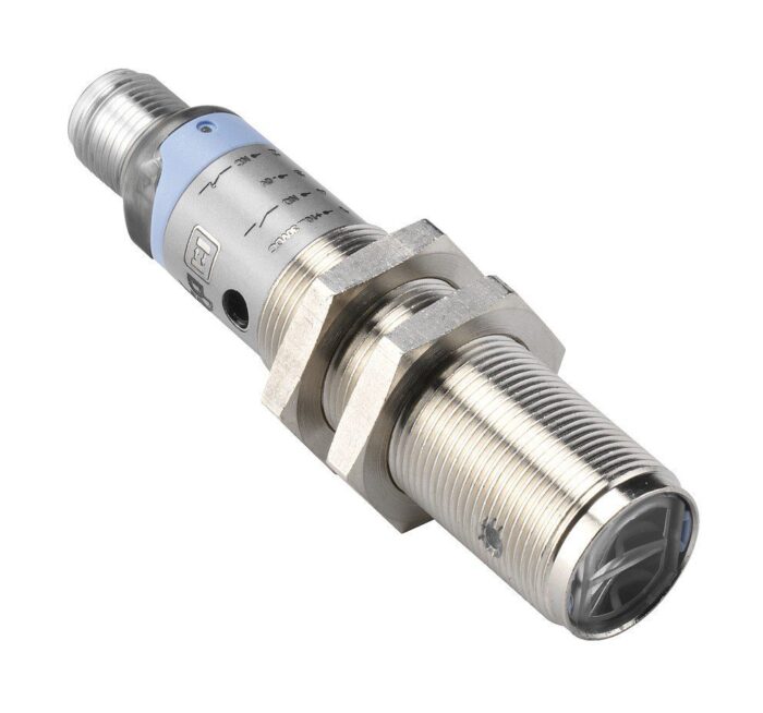 S5N-MA-5-M03-PP photo sensor; 10-30DC; M18 metal body; reflective; background suppression; axial; 50...150mm; PNP; NO/NC; M12 connector - Image 1