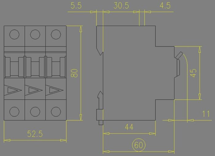 PL7-B25/3 kaitselüliti, 3 poolust, 25A, B-karakteristik, 10kA - pilt 2