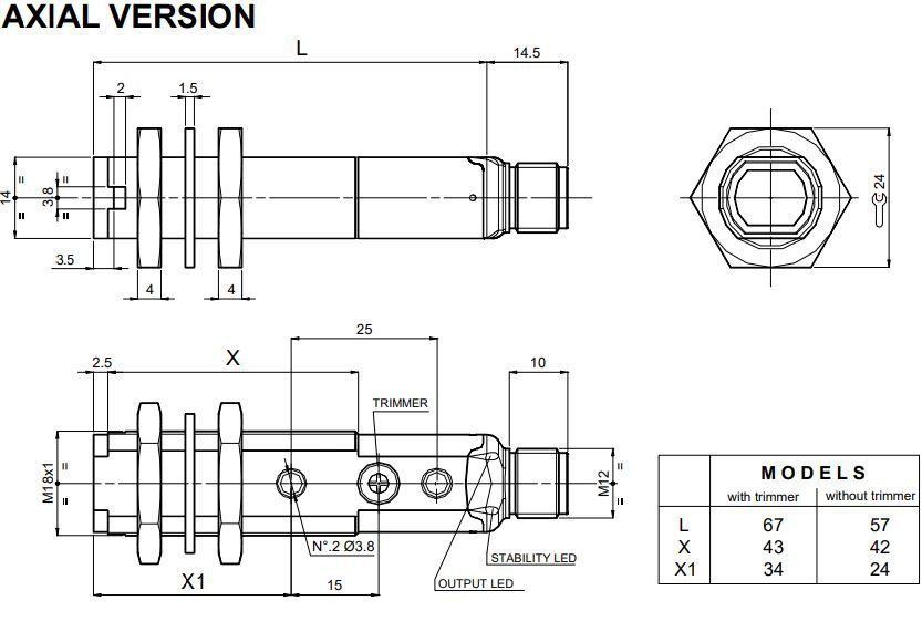 5487 S5N-PL-5-B01-PP photo sensor; 10-30DC; M18 plastic housing; reflective from reflector; LASER; axial; 0,1...16m; PNP; NO/NC; dimmer; M12 connector. - Image 2