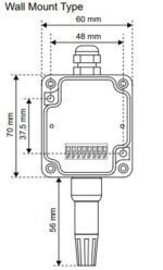 PMD humidity and temperature sensor, 16-32DC, 4-20mA, measuring range -20°...+80°C and 0...100%Rh, wall mounting, IP65 (excluding sensor). - Image 2