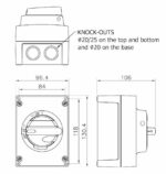 KEM 325 YR M2 turvalüliti; 3 poolust; 97x131x104mm; polükarbonaat; kollane kaas; punane käepide; 25A; 11kW; IP66 - pilt 2