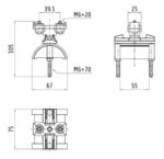 Plastic carrier/fixer for end of bus; 32mm bus; max 55mm ribbon cable. - Image 2