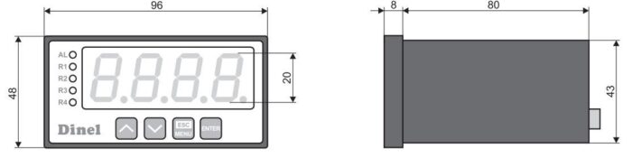 PDU-421-P-24V Process indicator; 24AC/DC; 2 x relay (1A); RS 485/Modbus RTU; IP40/20 - Image 2