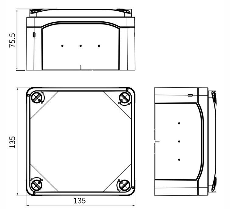 7397 KCS13137PC plastic enclosure; 135x135x75mm; polycarbonate; grey; IP66 - Image 2